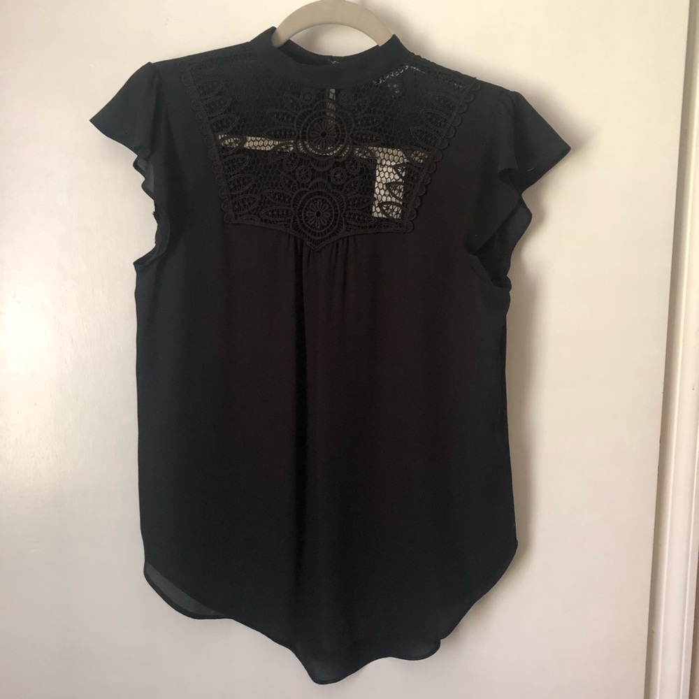 EXPRESS Cap/Short Sleeve Black Crochet Blouse/Top Polyester Size XS